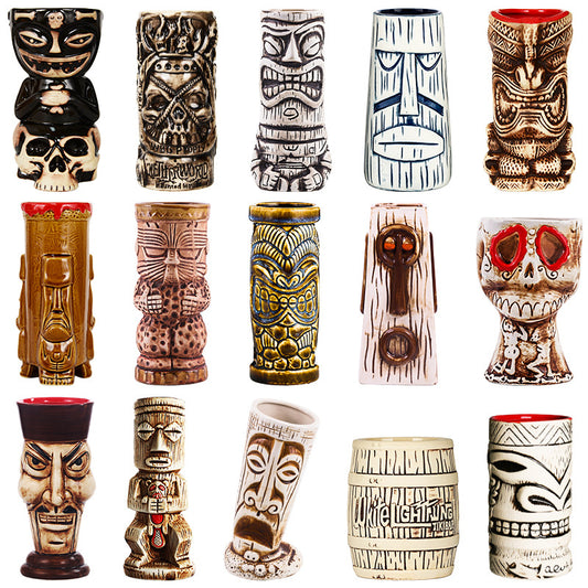 1pc Hawaii Easter Island Tiki Mug Creative Porcelain Beer Wine Mug Beer Wine Cocktail Party Cup Bar Tool Ceramic Tiki Mug 10oz - 17oz