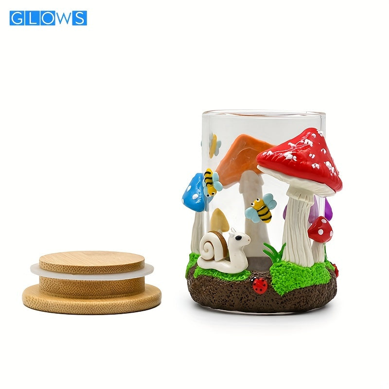 1pc Hand Painted,3D Cartoon Cute Mushroom Candy Jar, Clay Candy Jar, Cartoon Candy Jar With Lid, Glass Candy Jar, Home Storage Box Cookie Jar With Lid, Home Kitchen Accessories,Size 11.5cm/4.5inch