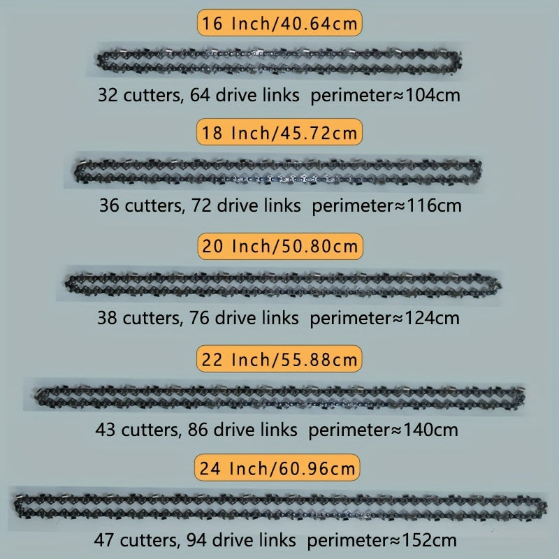 1 Set, High Hardness Alloy Gasoline Chain Saw Chain 16 Inch 18 Inch 20 Inch 22 Inch 24 Inch Fillet Gasoline According To Electric Chain Saw General Chain