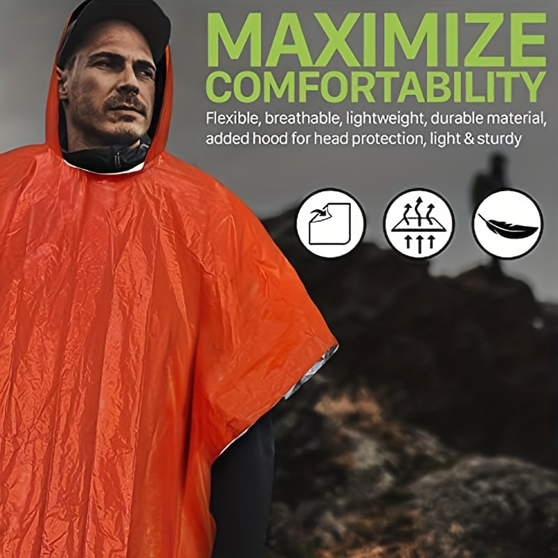 Portable Folding Multi-functional First Aid Raincoat, Waterproof Windproof Survival Raincoat For Outdoor Cycling Hiking Emergency
