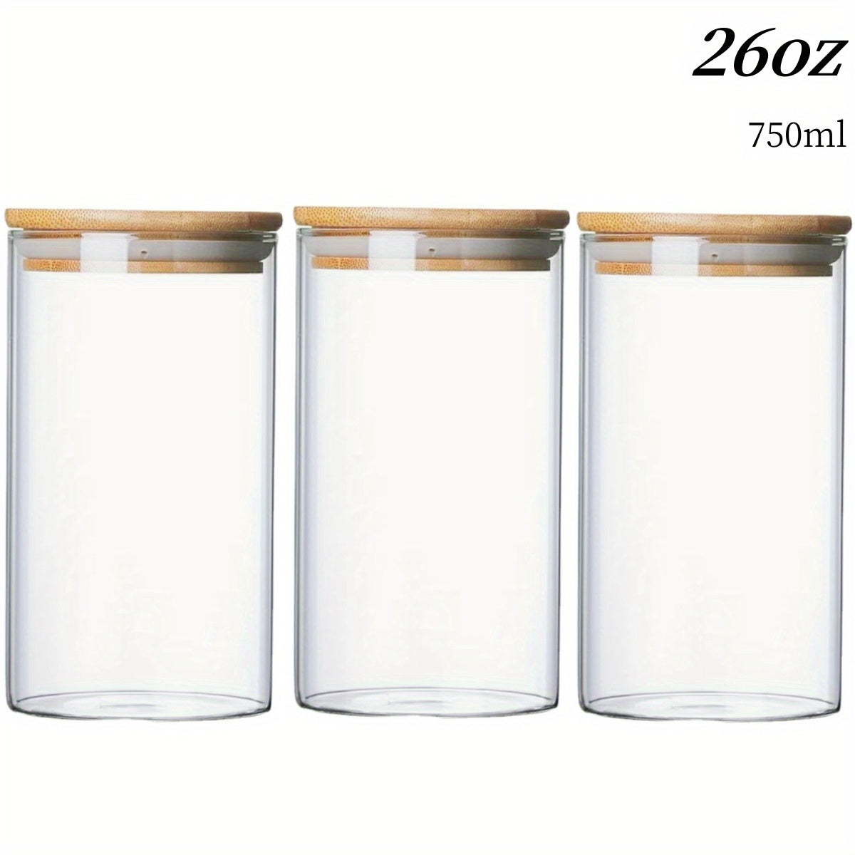1/2/3/4pack, Candy Jar, Cookie Jar, Honey Jar, Butter Jar, Glass Storage Jar With Sealing Bamboo Lid, Clear Glass Bulk Food Storage Jar, Spice Jar, For Serving Tea, Coffee, Spices, Candy, Biscuit, Kitchen Accessories
