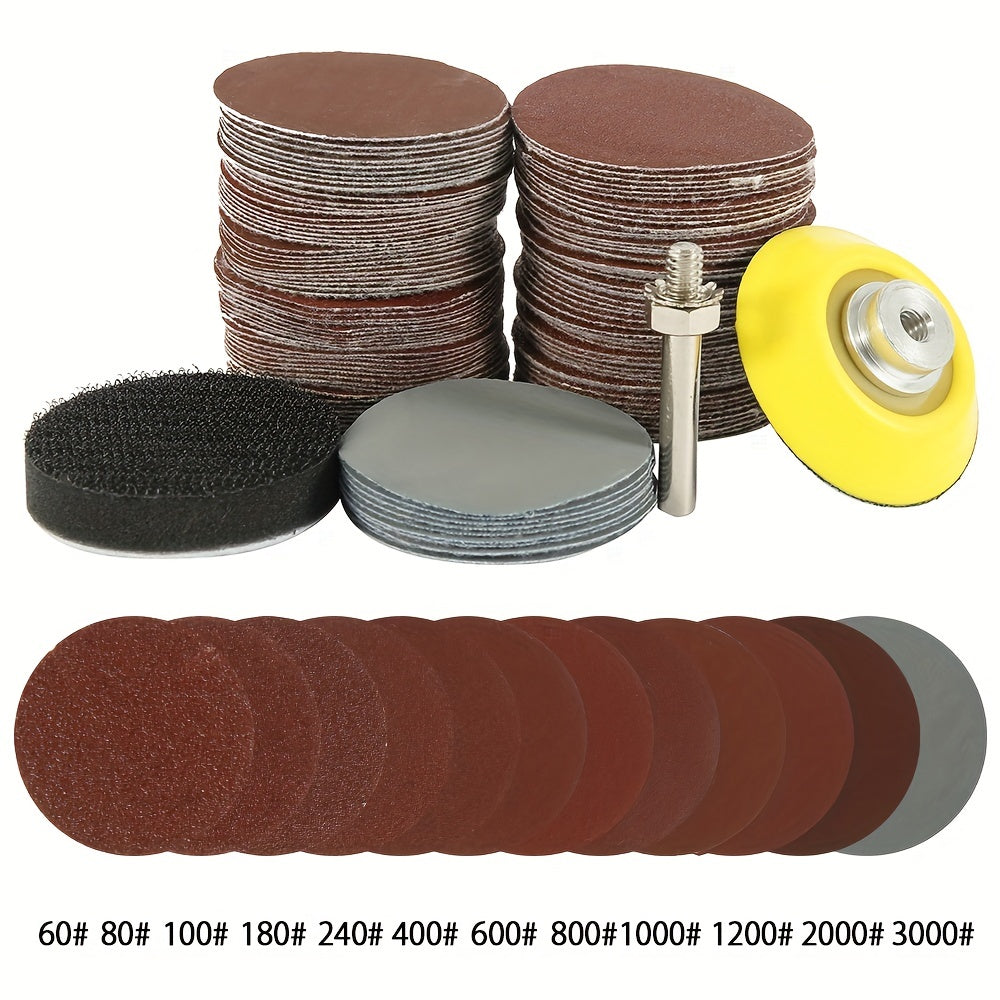120pcs Sanding Disc 2 Inch Sanding Pads 60-3000 Grit Round Sanding Sheet Wear Resistant Sanding Paper Drill Grinder Rotary Tools For Metal Wood Glass Car