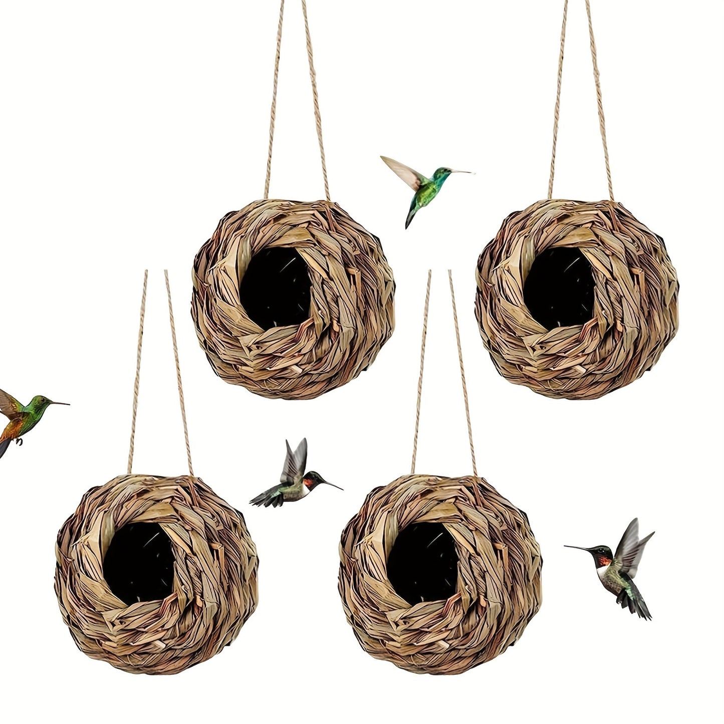 2pcs/3pcs/4pcs Hand Woven Hummingbird Nest House - Perfect for Outdoor Garden and Yard, Ball Shape Design for Comfortable Nesting