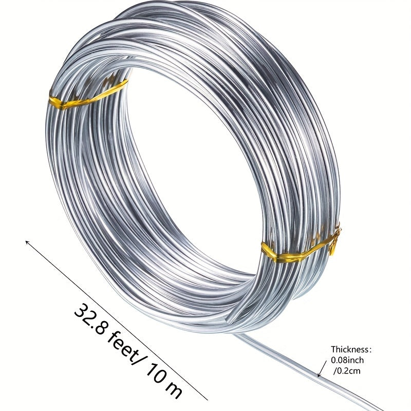 2mm/roll Aluminum Wire, 32.8ft 12 Gauge Carving Wire, Bendable Metal Wire For Jewelry Making, Doll Making, Art Craft, Modeling, Bonsai Training