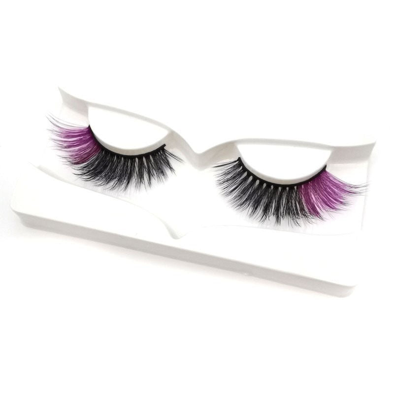1 Pair Colored Cat Eye False Eyelashes Fluffy Natural Long And Thick False Eye Lashes With Color Ladies Makeup Essentials For Party Festival Concerts Cosplay