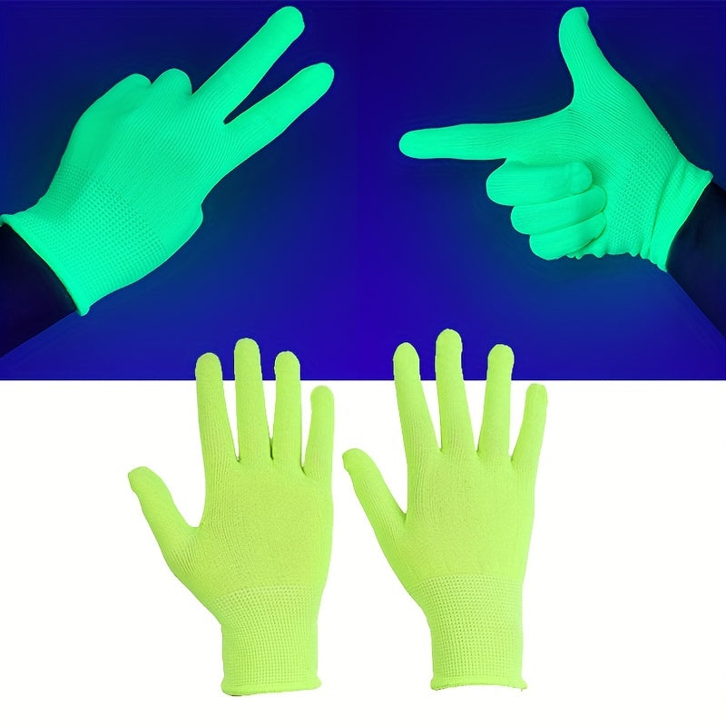 1 Pair Fluorescent Green Gloves Glow In UV Neon Glove Neon Party Supplies Glow In Blacklight UV Light Theme Party For Birthday Decor