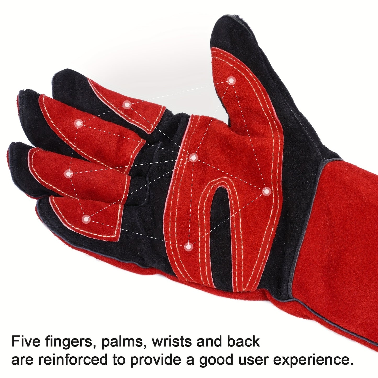1 Pair ANDELI 14inch Welding Gloves, 572°F TIG/Mig/Welding Gloves Heat/Fire Resistant, BBQ/Oven,Grill,Fireplace Gloves With Extra Long Sleeve
