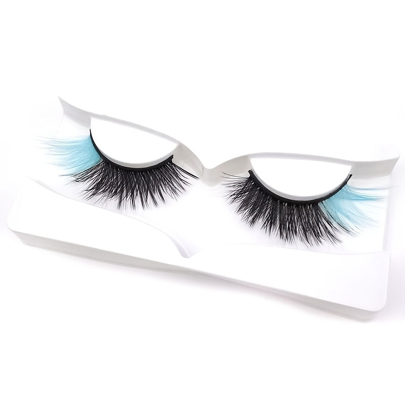 1 Pair Colored Cat Eye False Eyelashes Fluffy Natural Long And Thick False Eye Lashes With Color Ladies Makeup Essentials For Party Festival Concerts Cosplay