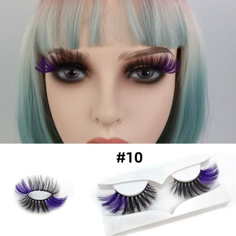 1 Pair Colored Lashes Fluffy False Lashes With Color, 3D Faux Mink Colorful False Eyelashes Natural Fake Eyelashes 1Pair For Cosplay Party Stage Everyday Eye Makeup