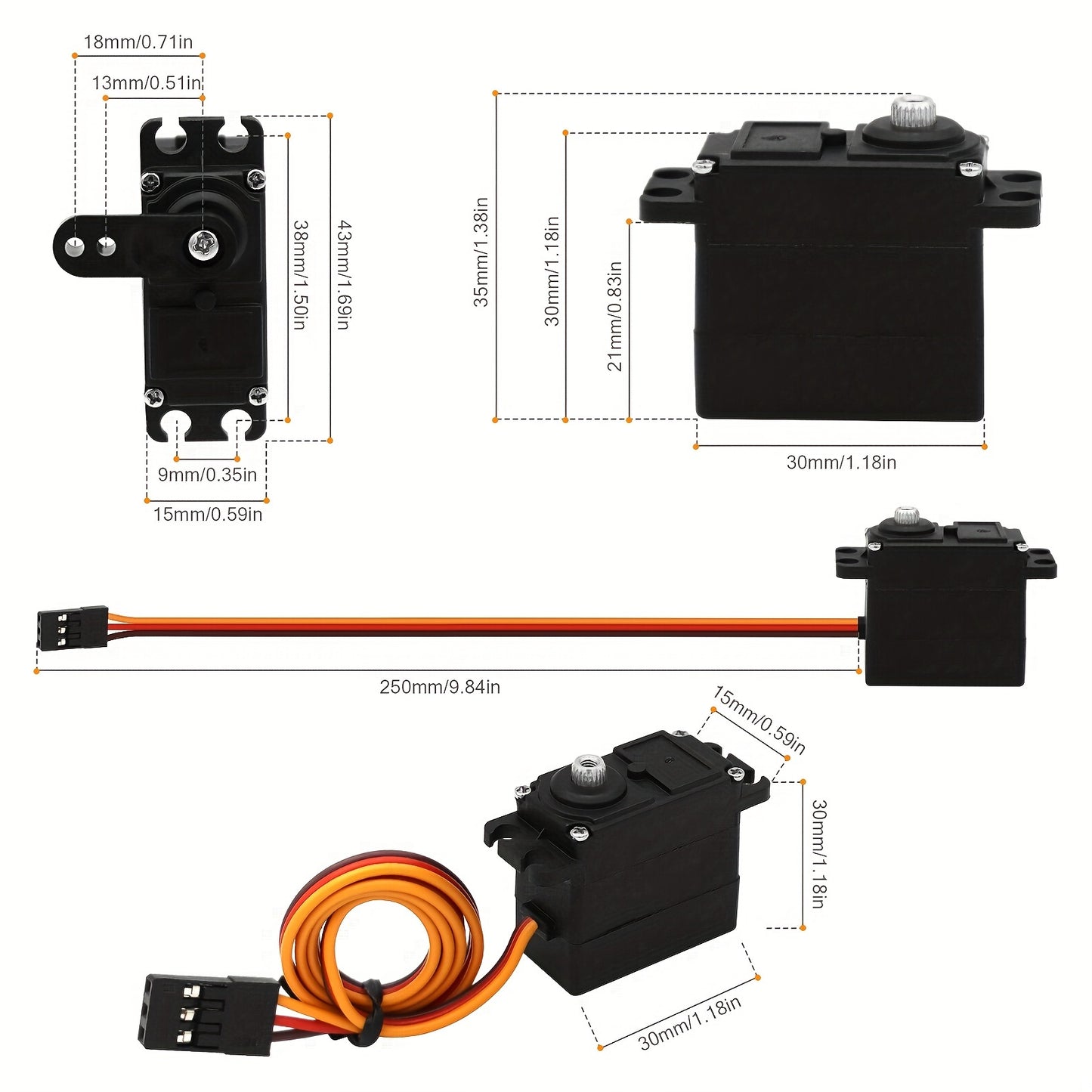 30*30*15mm Rc Car Servo, Waterproof Durable 2.2Kg Metal Gear Waterproof Servo Remote Control Accessory For 1/16 1/14 1/12 12428 Rc Car