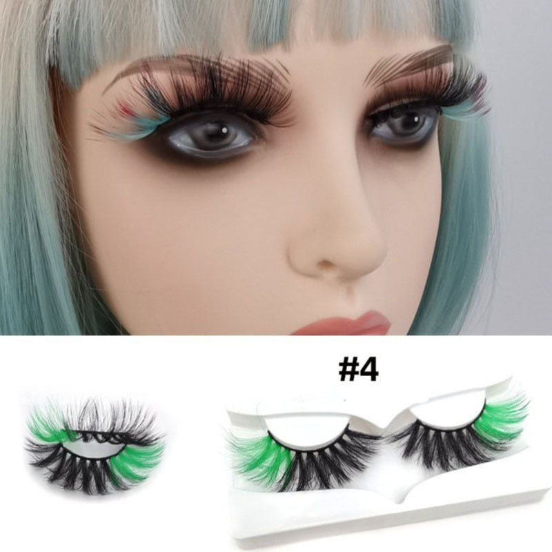 1 Pair Colored Lashes Fluffy False Lashes With Color, 3D Faux Mink Colorful False Eyelashes Natural Fake Eyelashes 1Pair For Cosplay Party Stage Everyday Eye Makeup