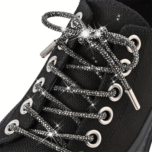 1 Pair Rhinestone Shoe Lace Luxury Diamond ShoeLace Bright String Cross Braiding Strap DIY Drawstring