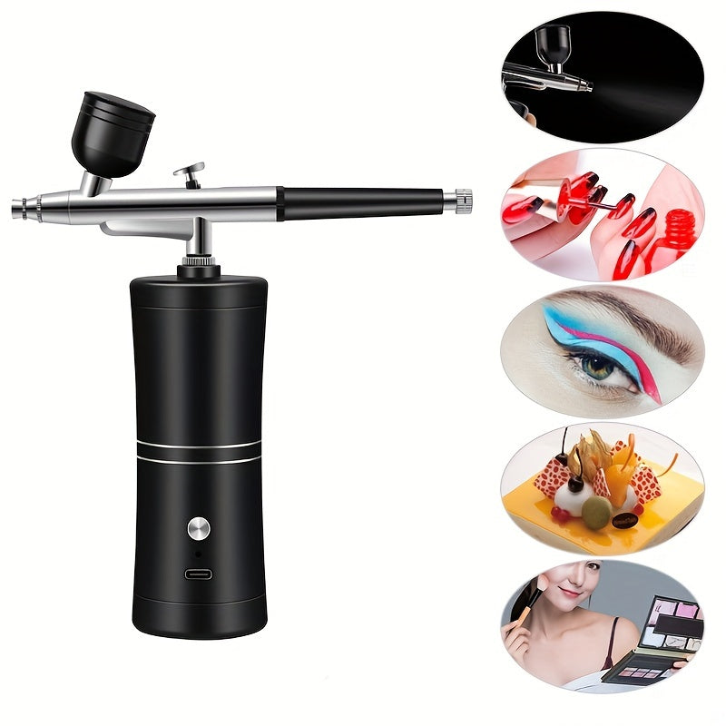 1 Set Portable Airbrush For Model Nail Tattoo Cake Decorating Oxygen Spa Treatment Mist 0.3mm Nozzle Spray High Pressure For Deep Skin