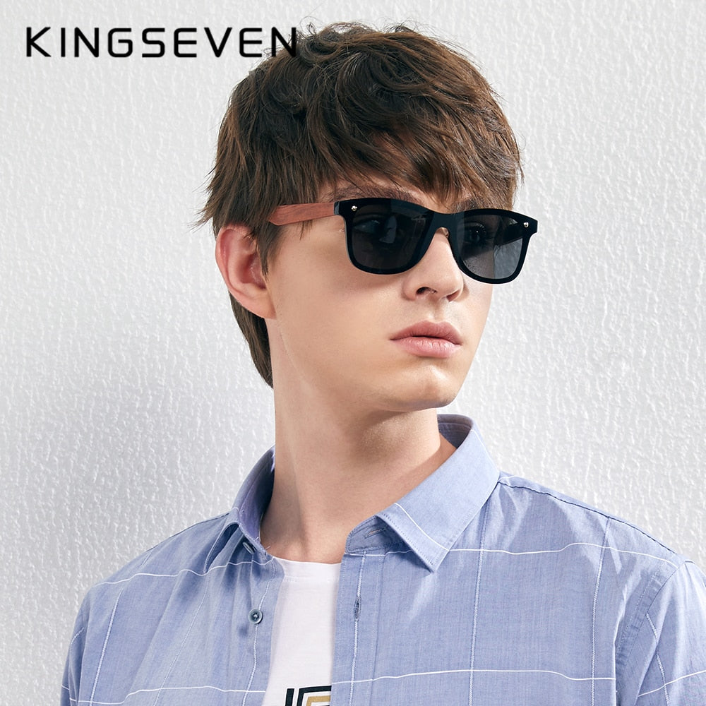 KINGSEVEN Natural Wooden Sunglasses Men Polarized Fashion Sun Glasses Original Wood Oculos De Sol Masculino