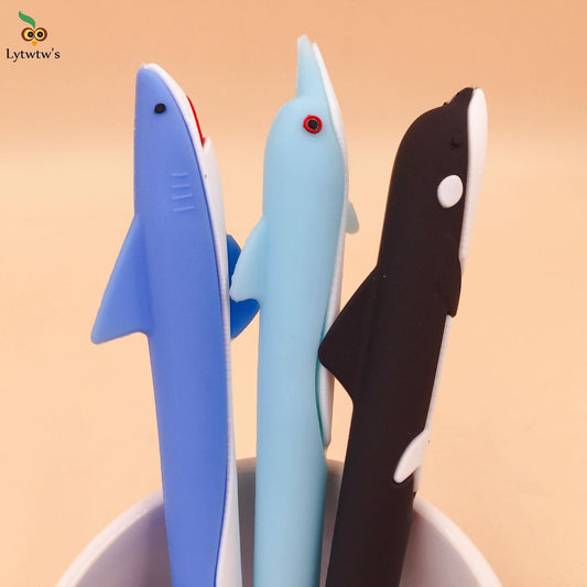 1 Pcs Lytwtw's Fish Shark Soft Silicone Cute Kawaii School Office Stationery Gel Pen Creative Gift Supply sweet pretty lovely