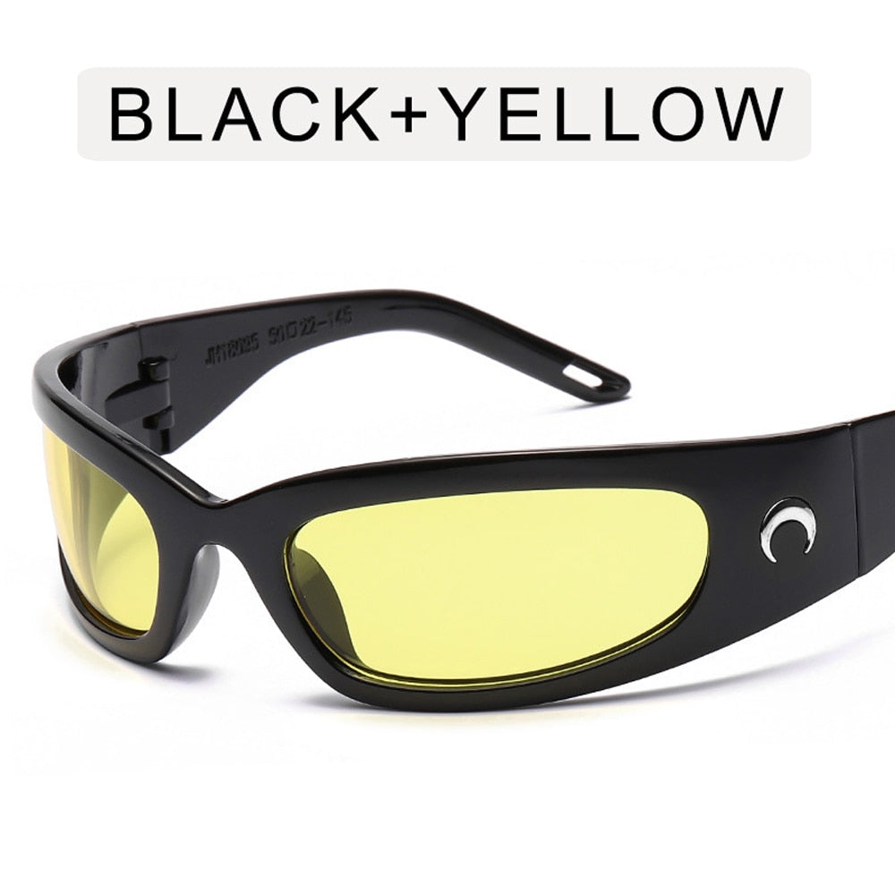 2022 New Moon Rectangular Sunglasses for Women Man Vintage Outdoor Cycling Sports Hip Hop Punk Sun Glasses UV400 Trend Female