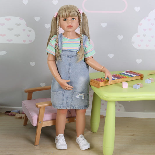 98cm Realistic Girl Silicone Doll Big Kids Clothing Model 3 Years Old Suitable for Shopping Malls