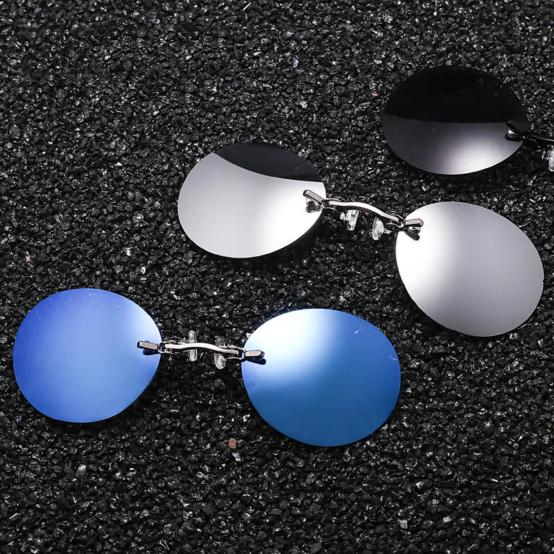 Clip On Nose Glasses Round Rimless Matrix Morpheus Sunglasses Mini Frameless Vintage Men Eyeglasses UV400