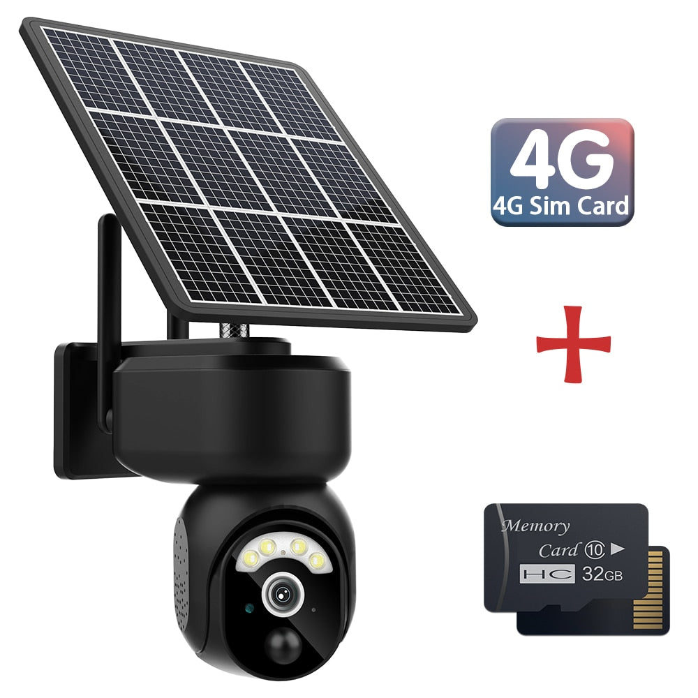 EVKVO 4MP 4G SIM Solar Camera Outdoor WIFI Surveillance Camera PIR Detection PTZ IP Camera CCTV Battery Powered Security Camera