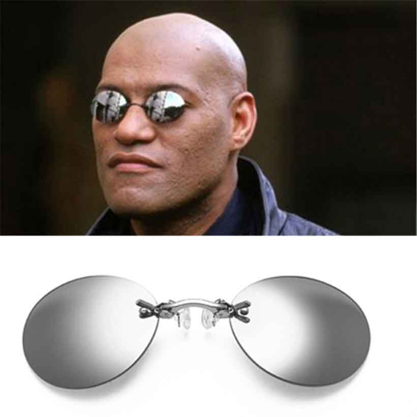 Clip On Nose Glasses Round Rimless Matrix Morpheus Sunglasses Mini Frameless Vintage Men Eyeglasses UV400