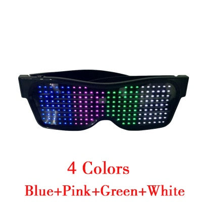 App Control Bluetooth Led Party Glasses Customized Languages USB Charge Flashing  Luminous Eyewear Christmas Concert Sunglasses