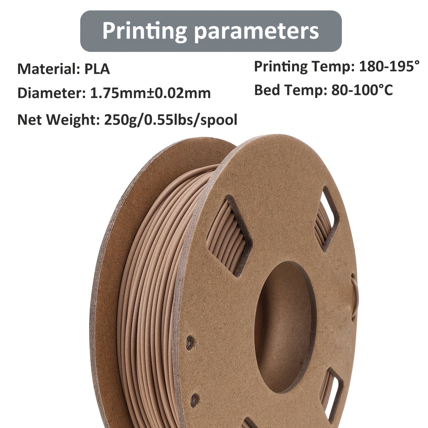 IWECOLOR Wood Filament 1.75mm, PLA+ Wood Filament 1.75mm, 3D Printer Filament Contains 20% Real Wood Fiber Fit Most FDM 3D Printers