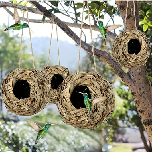 2pcs/3pcs/4pcs Hand Woven Hummingbird Nest House - Perfect for Outdoor Garden and Yard, Ball Shape Design for Comfortable Nesting